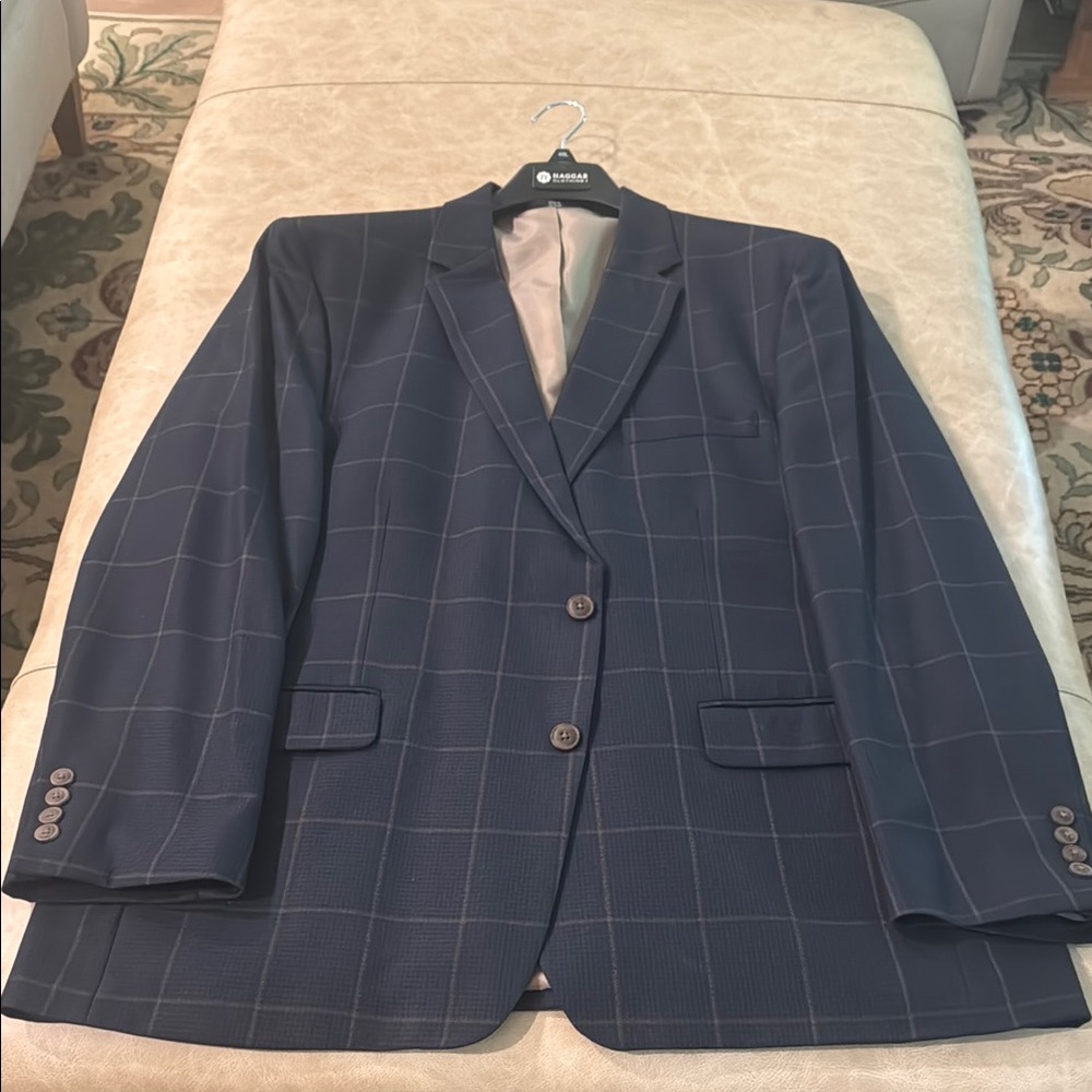 Haggar Men's Navy Checkered Blazer